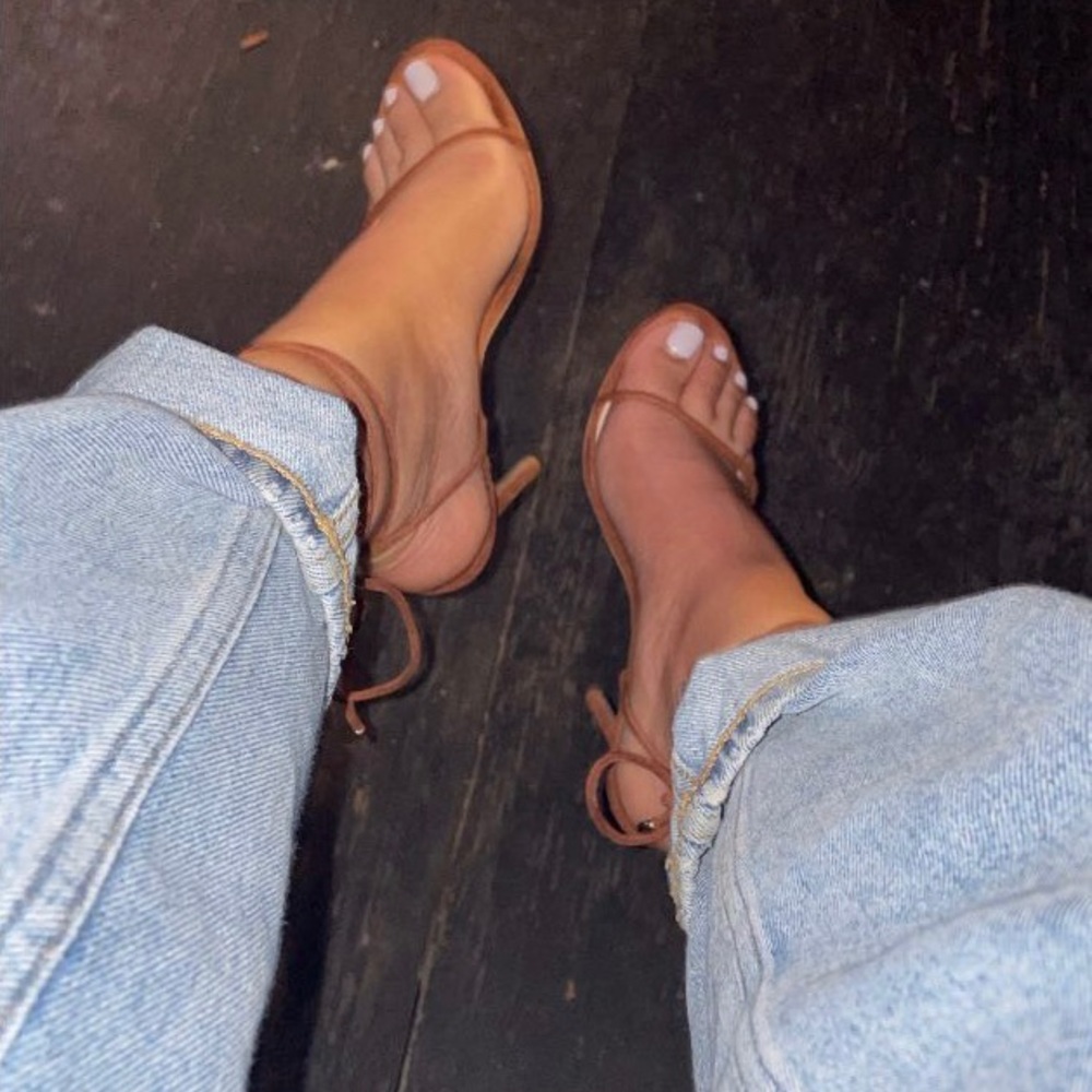 Femme Los Angeles brown strappy Suede Heels EU 38 (size 7.5)